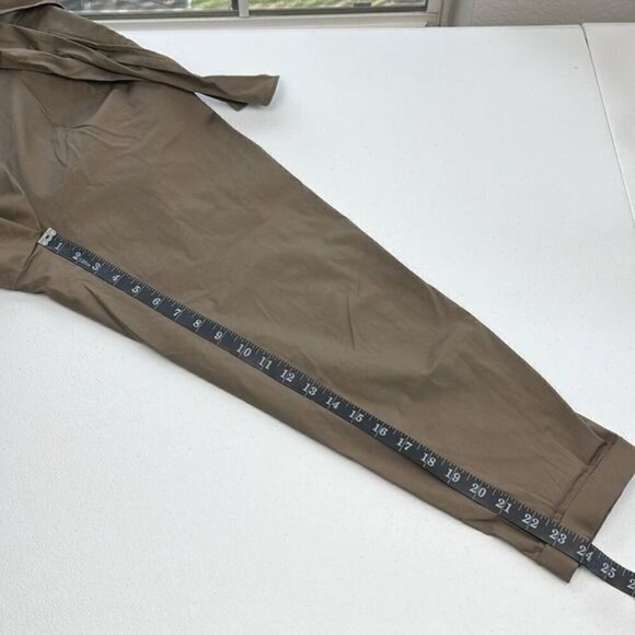 Cartonnier Tan Trousers Pleated Front High-Rise Tie Waist Tapered Leg Crop Pants - Picture 12 of 15